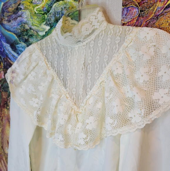 Vintage Style Lace/Sheer Top - Picture 3 of 11